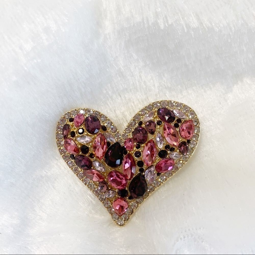 Charter Club heart shaped brooch gold and jewel - Picture 3 of 4